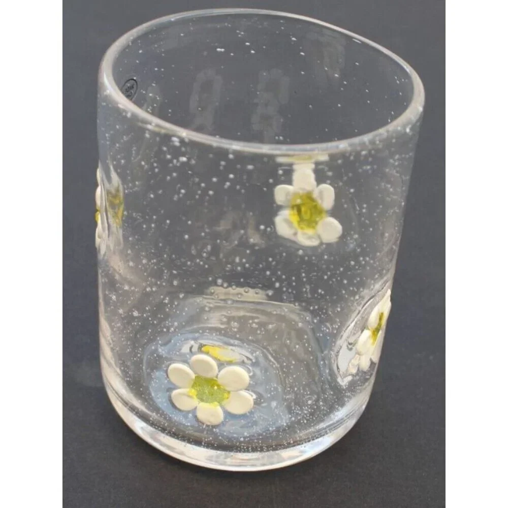 New Anthro Glass Girly Sunflower Summer Groovy Y2K Tumbler Beverage Glasses Cup
